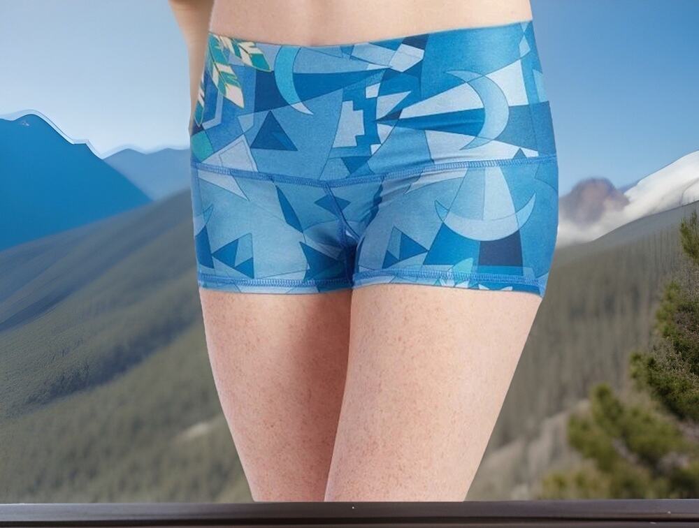 Teeki Shorts Lightning In A Bottle XS Blue Yoga Pilates Boho Festival Hippie